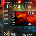 Monitor plano TEROS TE-2415S, 23.8" FHD IPS, HDMI, DP