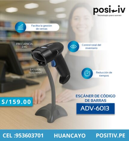 Escáner de Codigo de Barras 1D y 2D Wireless Advance ADV-6013