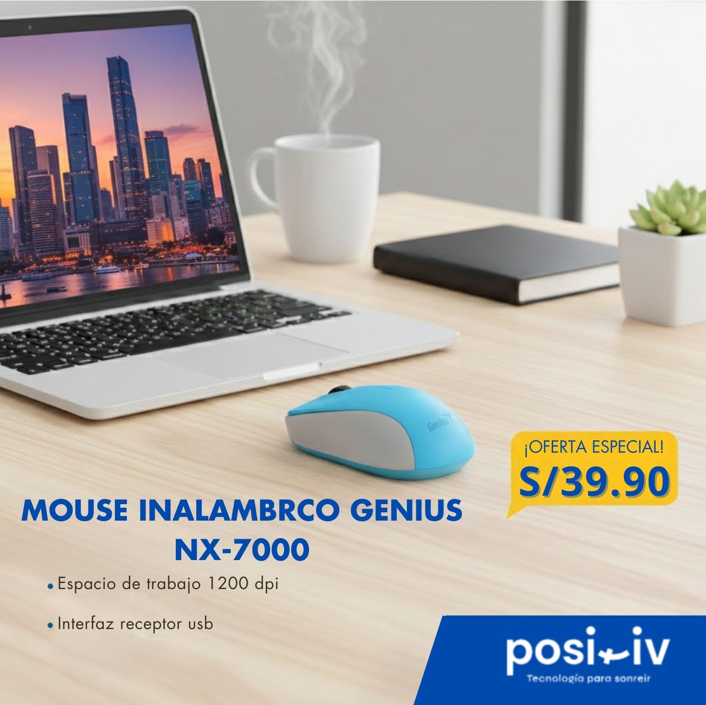 ¡OFERTA ESPECIAL! Mouse Genius Nx-7000 Wireless Blueeye Blue - Imagen 1