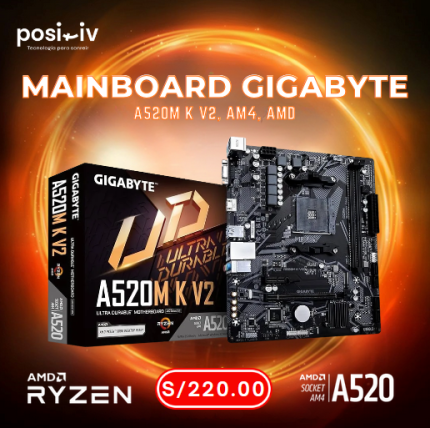 MAINBOARD GIGABYTE A520M K V2, AM4, AMD
