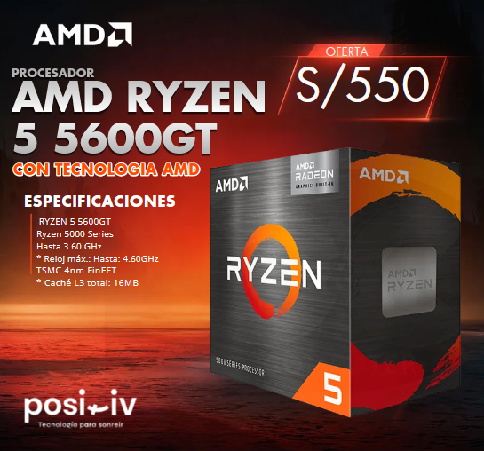 Captura de pantalla 2026-06-02 102303 Procesador AMD Ryzen 5 5600GT, 3.60 / 4.60 GHz, 16MB L3, 6 Core, AM4, 7nm, 65W. - Imagen 1