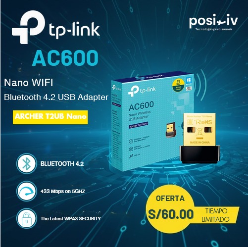 WhatsApp Image 2026-06-13 at 12.33.32 PM ADAPTADOR USB INALÁMBRICO TP-LINK ARCHER AC600 T2UB NANO - Imagen 1