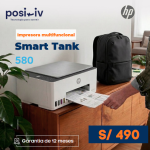 Impresora Multifuncional HP Smart Tank 580 Tinta Continua, Color, Wi-Fi, Smart App, Escaner